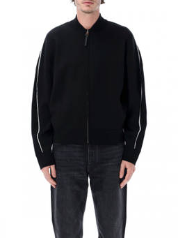 Givenchy - Black Zip-Up Logo Striped Cardigan