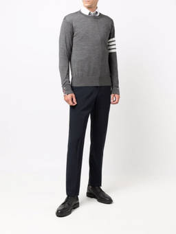 Thom Browne - Grey 4-Bar Wool Crewneck Jumper