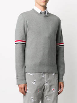Thom Browne - Light Grey Logo Detail Jumper