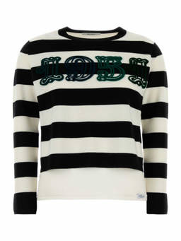 Max Mara - Black White Crewneck Logo Pullover