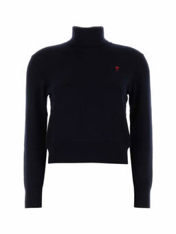 AMI Paris - Black Logo Turtle Neck Sweater