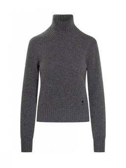 AMI Paris - Grey Logo Turtle Neck Sweater (XXS)