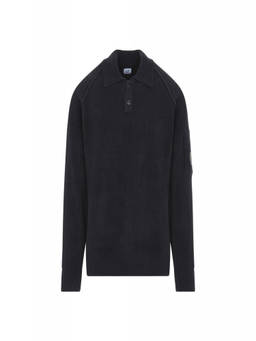 C.P. Company - Black Knitted Polo Sweater