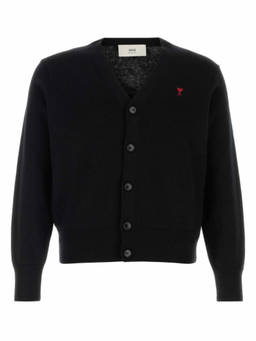 AMI Paris - Black V-Neck Logo Cardigan