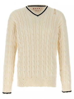 Marni - White V Neckline Sweater