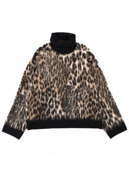Ganni - Leopard Animal Print Turtle Neck Sweater