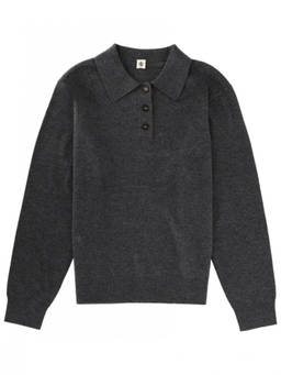The Garment - Grey Solid Shirt Collar Sweater