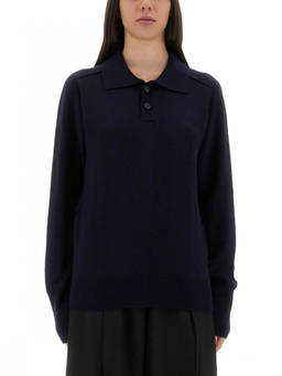 Studio Nicholson - Blue Solid Shirt Collar Sweater