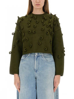 JW Anderson - Green Knitted Crew Neck Sweater