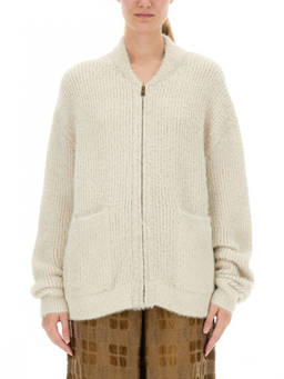 Uma Wang - White Knitted Mock Collar Sweater
