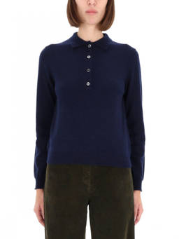 Aspesi - Blue Knitted Shirt Collar Sweater