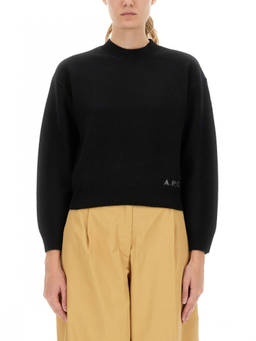 A.P.C. - Black Knitted Mock Collar Sweater (M)