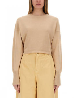 Alysi - Beige Knitted Crew Neck Sweater (M)