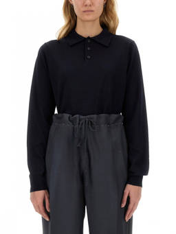 Maison Margiela - Navy Blue Solid Shirt Collar Sweater (L)