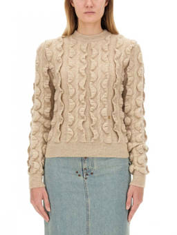 Moschino - Beige Knitted Crew Neck Sweater (XS)
