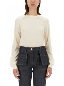 Helmut Lang - White Solid Crew Neck Sweater