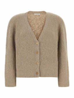 The Row - Beige Knitted V-Neck Cardigan