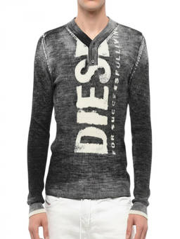 Diesel - Black Logo V Neck Sweater (S)