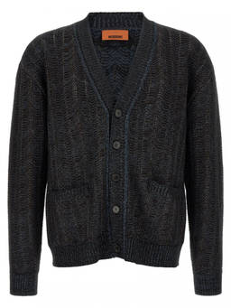 Missoni - Blue Textured V Neck Cardigan