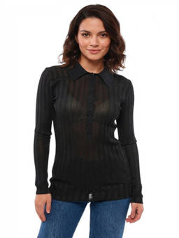 Stella McCartney - Black Knitted Shirt Collar Sweater