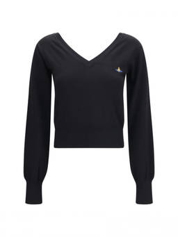 Vivienne Westwood - Black Solid V Neck Sweater