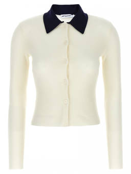 self-portrait - White Cream Wool Cardigan