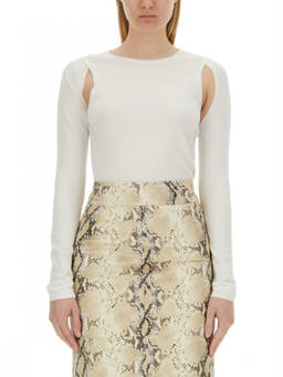 Helmut Lang - White Solid Round Neck Sweater (L)