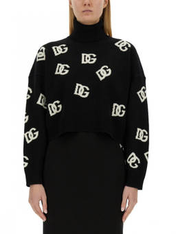 Dolce&Gabbana - Black Logo Turtle Neck Sweater