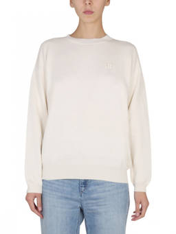 Ballantyne - White Solid Crew Neck Sweater (L)