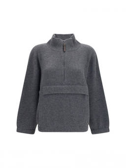 Brunello Cucinelli - Grey Knitted Turtle Neck Sweater