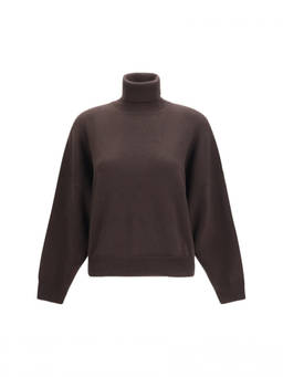 Brunello Cucinelli - Brown Solid Turtle Neck Sweater