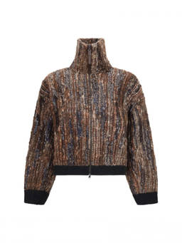 Brunello Cucinelli - Brown Stripes Mock Collar Sweater (L)