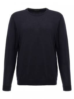 Roberto Collina - Navy Blue Crew Neck Sweater (3XL)
