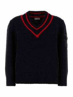 Moncler - Navy Blue V-Neck Pullover