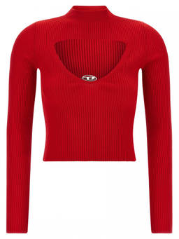 Diesel - Red Knitted Mock Collar Sweater