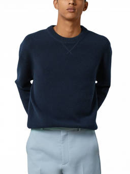 Gucci - Navy Blue Wool Jumper With Logo Embroidery