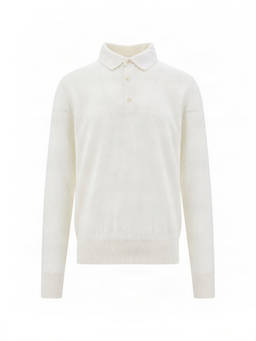 Boss - White Knitted Polo Sweater