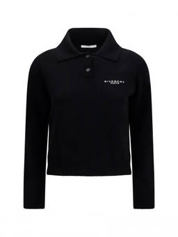 Givenchy - Black Logo Button Down Collar Sweater
