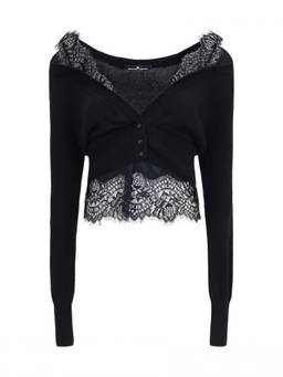 Ermanno Scervino - Black Lace V Neck Sweater