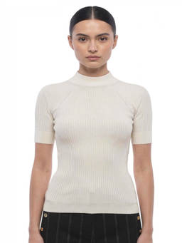 Stella McCartney - White Knitted Mock Collar Sweater