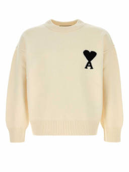 AMI Paris - Off White Logo Crew Neck Sweater
