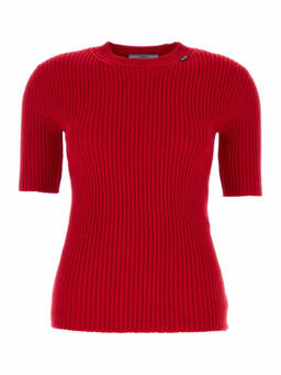 PRADA - Red Knitted Crew Neck Sweater