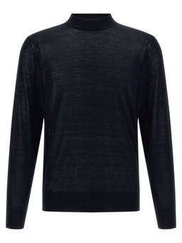 Brunello Cucinelli - Blue Solid Mock Collar Sweater (L)
