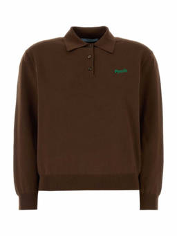 PRADA - Brown Logo Shirt Collar Sweater