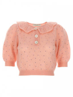 Alessandra Rich - Light Pink Rhinestone Sweater