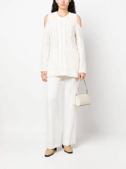 Parosh - White Off-Shoulder Crochet Jumper