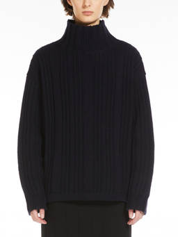 Max Mara - Navy Blue Wool And Cashmere Polo-Neck Jumper