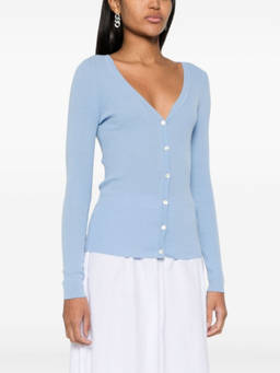 Parosh - Light Blue Ribbed-Knit Cardigan (S)