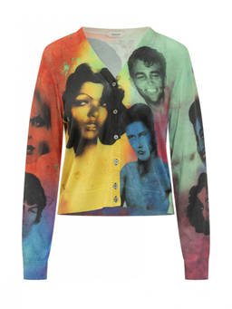 Versace - Multicolour Printed V Neck Cardigan (S)