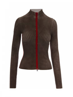 Diesel - Brown Knitted Mock Collar Cardigan